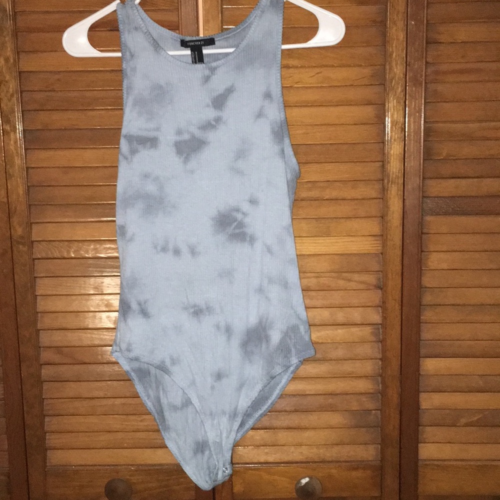 Blue tie died body suit. Medium